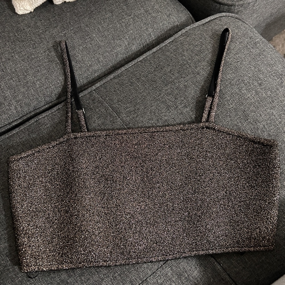 A.L.C Winnie knit bra top - black metallic